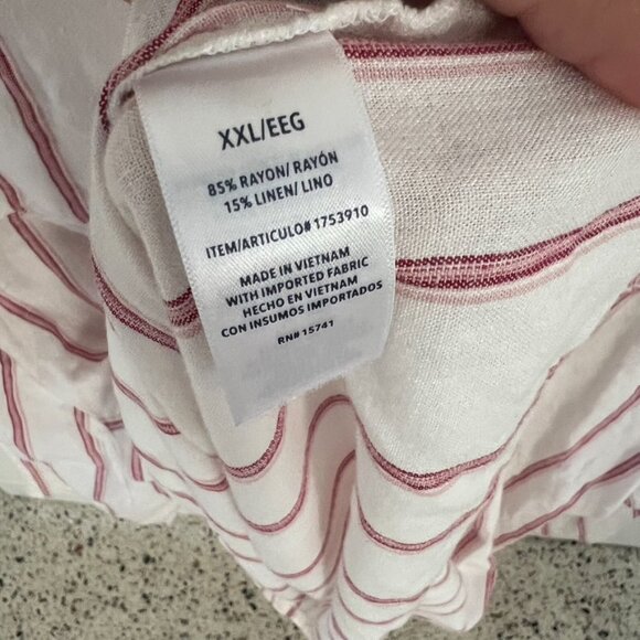 Splendid Women's V-Neck blouse white pink/red striped 3/4 sleeve size xxl - Picture 5 of 5